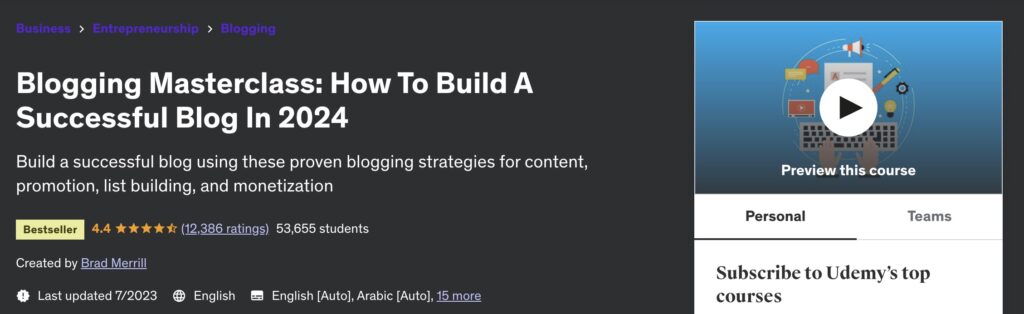 Blogging Masterclass How To Build A Successful Blog (Blogging Courses)