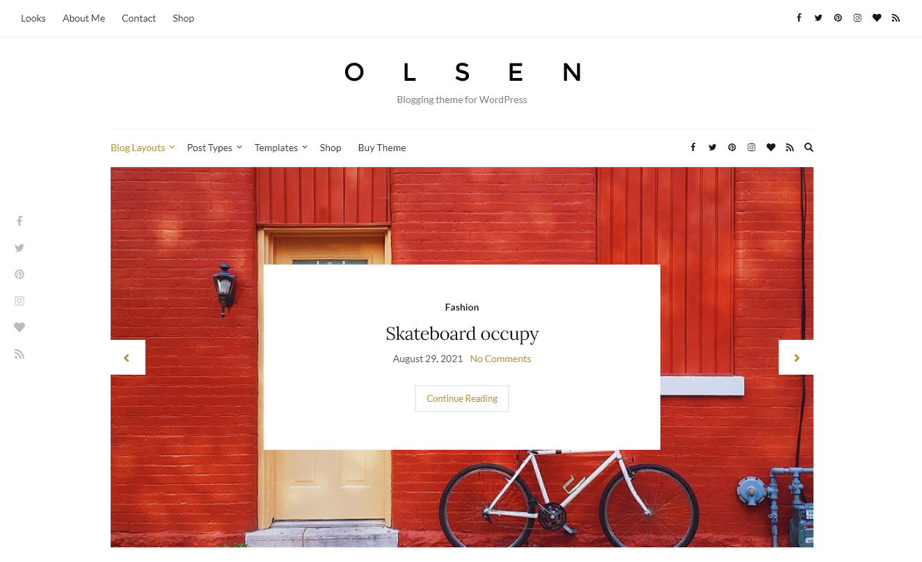 Screenshot of the Olsen fashion blogging theme