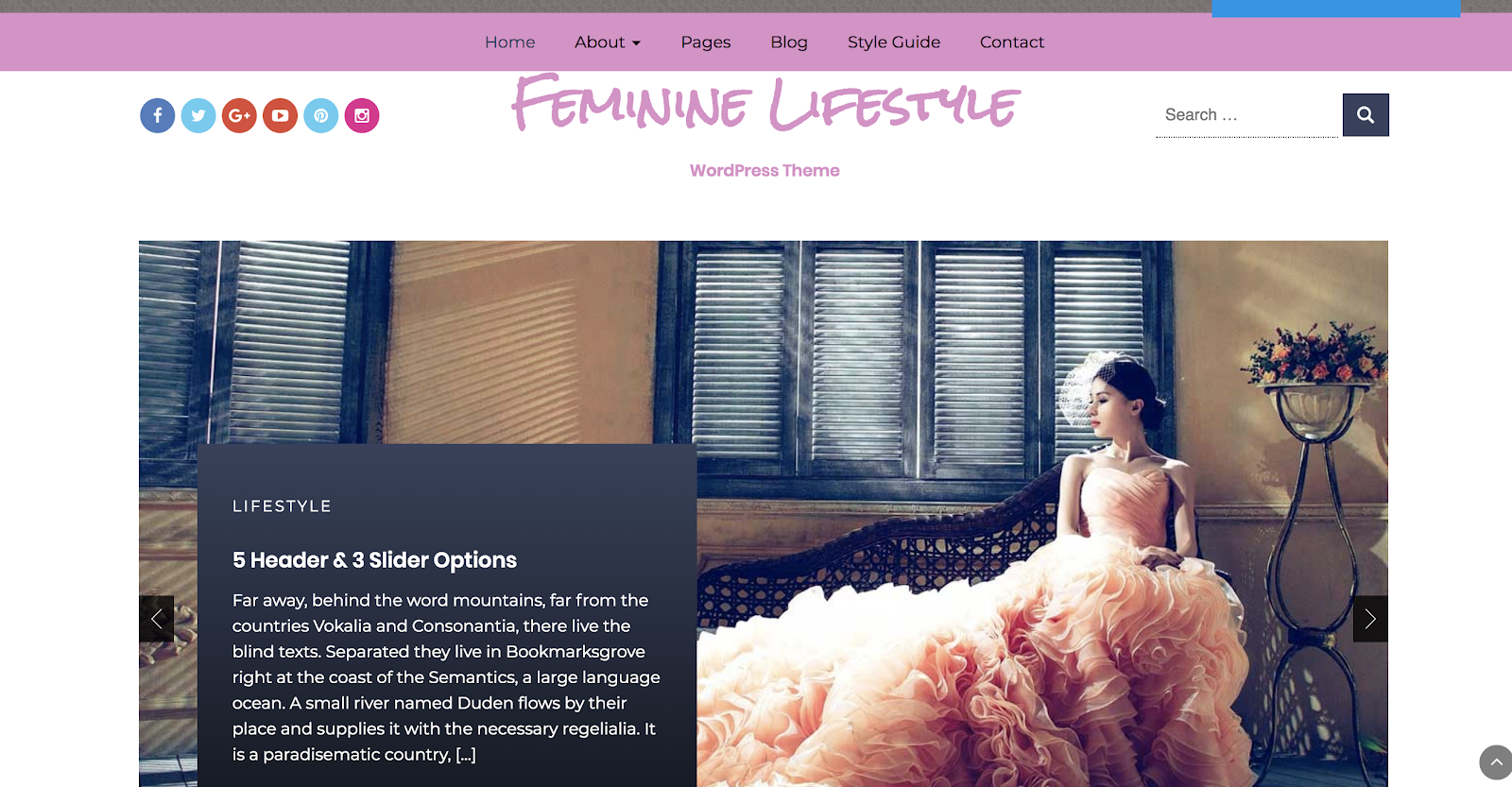 Screenshot of the Chic Lifestyle fashion blogging theme