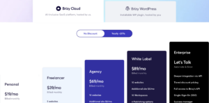 Pricing for Brizy's Cloud Website Builder